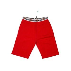 Moschino NWT Underbear Red Lounge Elastic Logo Bear Jogger Shorts Size XS